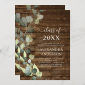 Eukalyptus Greenery Abschluss Class of 2022 Wood Einladung (Vorne/Hinten)