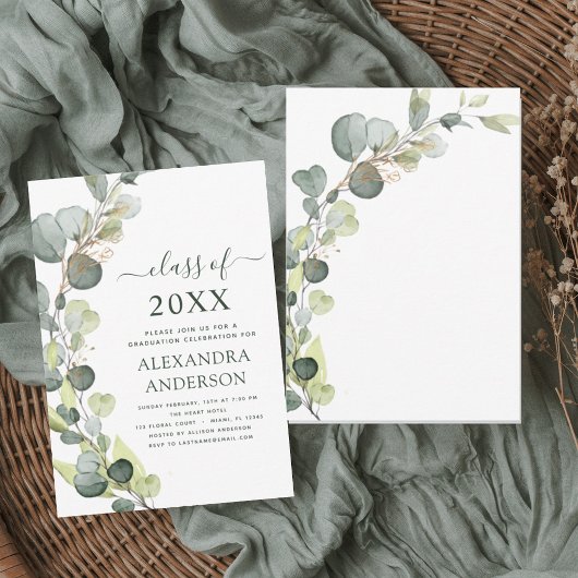 Eukalyptus Greenery Abschluss Class of 2023 Einladung