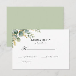 Eukalyptus Greenery and Gold Wedding RSVP Begleitkarte