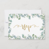 Eukalyptus Greenery and Gold Wedding RSVP Card (Vorderseite)