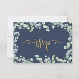Eukalyptus Greenery and Gold Wedding RSVP Card Karte
