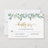 Eukalyptus Greenery and Gold Wedding RSVP Card Karte (Rückseite)