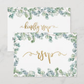 Eukalyptus Greenery and Gold Wedding RSVP Card Karte (Vorne/Hinten)