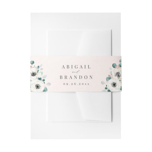 Eukalyptus Greenery Anemone Rustikale Hochzeit Einladungsbanderole (Vorderseite Beispiel)