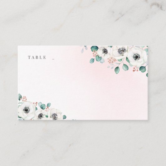 Eukalyptus Greenery Anemone Rustikale Hochzeit Platzkarte (Vorderseite)