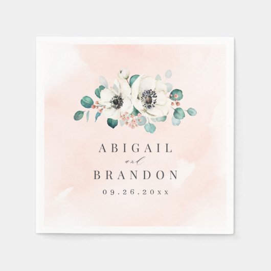 Eukalyptus Greenery Anemone Rustikale Hochzeit Serviette (Vorderseite)