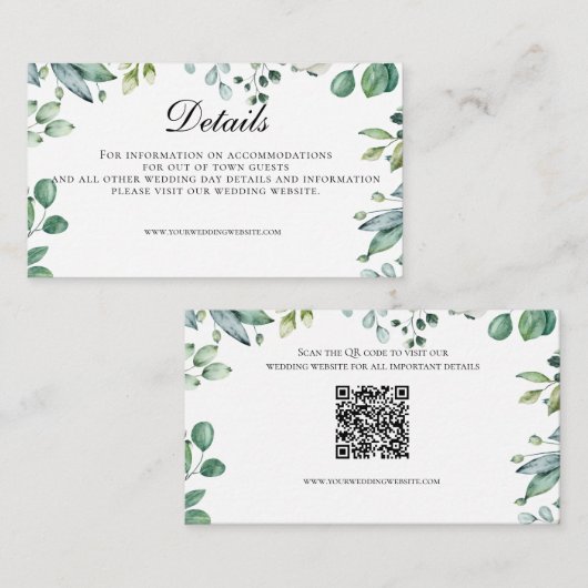 Eukalyptus Greenery Angaben zur botanischen Hochze Begleitkarte (Vorne/Hinten)