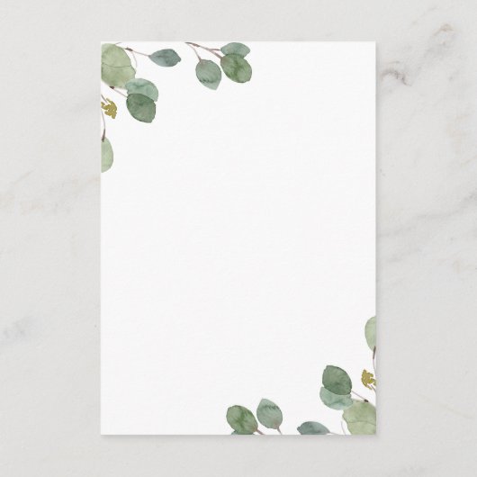 Eukalyptus Greenery | Angaben zur geometrischen Ho Begleitkarte (Rückseite)