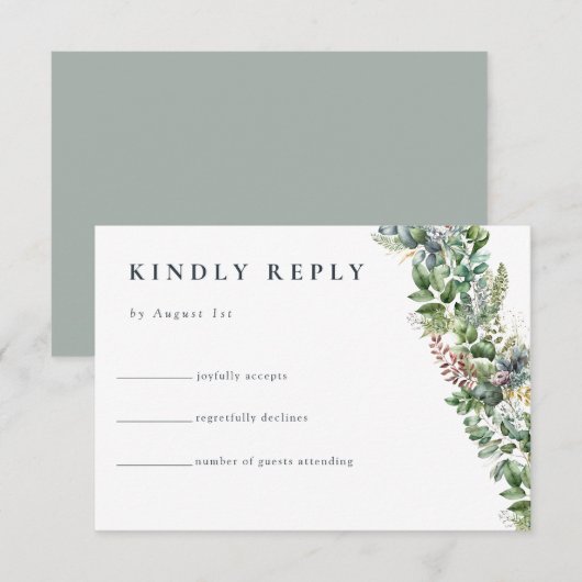 Eukalyptus Greenery | Antwort auf Hochzeiten Begleitkarte (Vorne/Hinten)