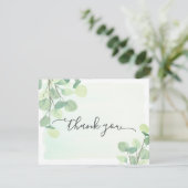 Eukalyptus Greenery Aquarellfarben Hintergrund Dankeskarte (Stehend Vorderseite)