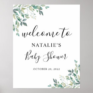 Eukalyptus Greenery Baby Dusche Begrüßungszeichen Poster