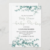 Eukalyptus Greenery Baby Dusche Einladung (Vorne/Hinten)