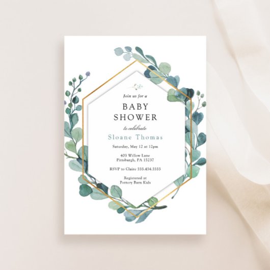 Eukalyptus Greenery Baby in Bloom Baby Shower Einladung