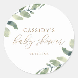 Eukalyptus Greenery Baby Shower Classic Round Stic Runder Aufkleber