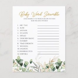 Eukalyptus Greenery Baby Shower Word Scramble Game