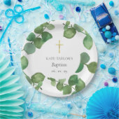 Eukalyptus Greenery Baptisse Christening Pappteller (Party)