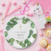 Eukalyptus Greenery Baptisse Christening Pappteller (Party)