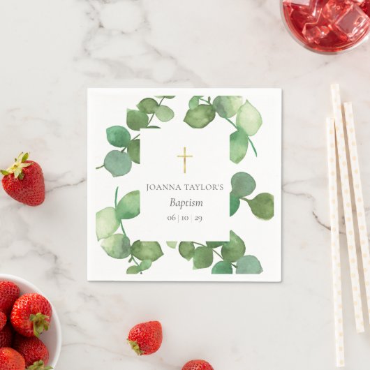 Eukalyptus Greenery Baptisse Christening Serviette (Beispiel)