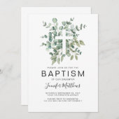 Eukalyptus Greenery Baptisse Einladung (Vorne/Hinten)