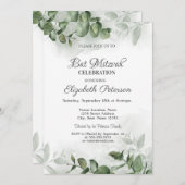 Eukalyptus Greenery Bar Mitzvah Einladung (Vorne/Hinten)