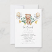 Eukalyptus Greenery Bear Couples Baby Shower Einladung (Vorderseite)