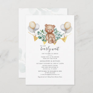 Eukalyptus Greenery Bear Couples Baby Shower Einladung