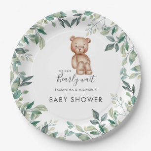 Eukalyptus Greenery Bear Couples Baby Shower Pappteller
