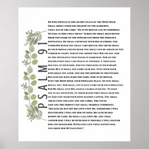 Eukalyptus Greenery Bible Art Psalm 91 Poster
