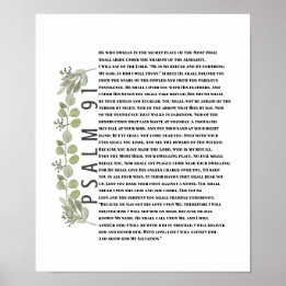 Eukalyptus Greenery Bible Art Psalm 91 Schrift Poster