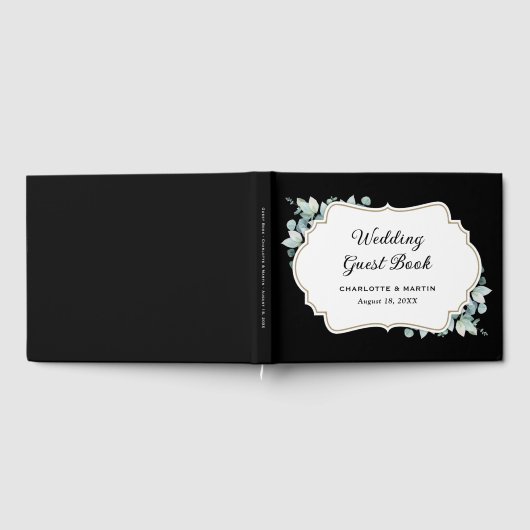 Eukalyptus Greenery Black and White Wedding Gästebuch (Voll)