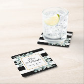 Eukalyptus Greenery Black and White Wedding Rechteckiger Pappuntersetzer (Vor Ort)