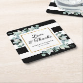 Eukalyptus Greenery Black and White Wedding Rechteckiger Pappuntersetzer (angewinkelt)