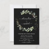 Eukalyptus Greenery Black Elegant Wedding Einladung (Vorderseite)