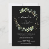 Eukalyptus Greenery Black Elegant Wedding Einladung (Vorderseite)