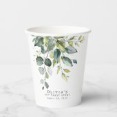 Eukalyptus Greenery Blätter Watercolor Pappbecher (Vorderseite)