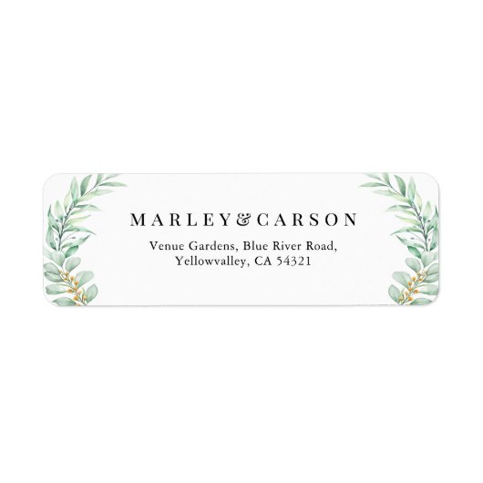 Eukalyptus Greenery Blätter Wedding Rücksendeadres (Vorne)