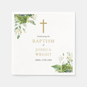 Eukalyptus Greenery Bloral Baptisse Christening Serviette