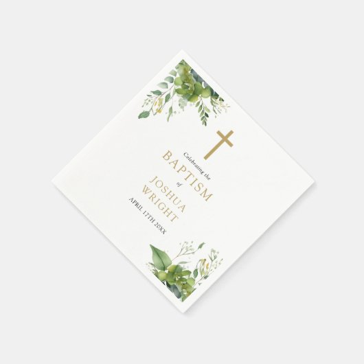 Eukalyptus Greenery Bloral Baptisse Christening Serviette (Ecke)
