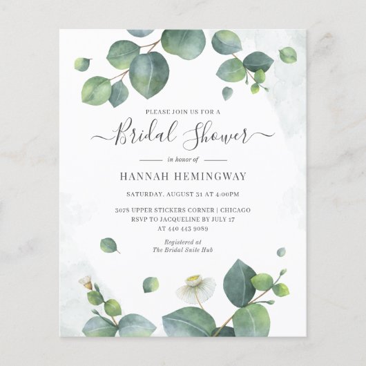 Eukalyptus Greenery Bloral Brautparty (Vorderseite)