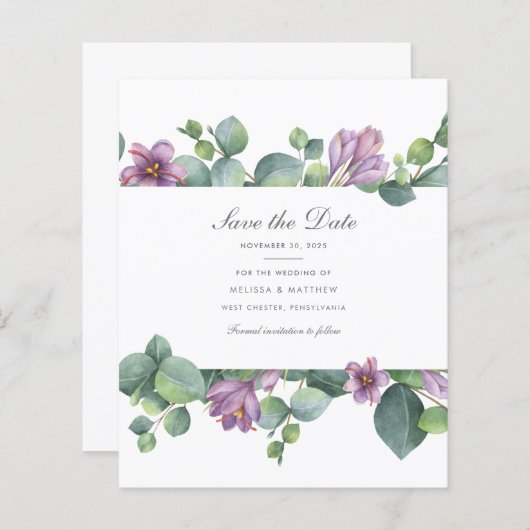 Eukalyptus Greenery Bloral Save the Date (Vorne/Hinten)