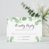 Eukalyptus Greenery Bloral Wedding RSVP Card Karte (Stehend Vorderseite)