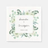 Eukalyptus Greenery Blume Handwriting Wedding Serviette (Vorderseite)