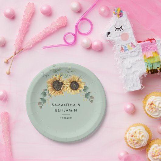 Eukalyptus Greenery Blumenblume Hochzeit Pappteller (Party)