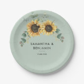 Eukalyptus Greenery Blumenblume Hochzeit Pappteller (Vorderseite)
