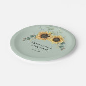 Eukalyptus Greenery Blumenblume Hochzeit Pappteller (Schrägansicht)