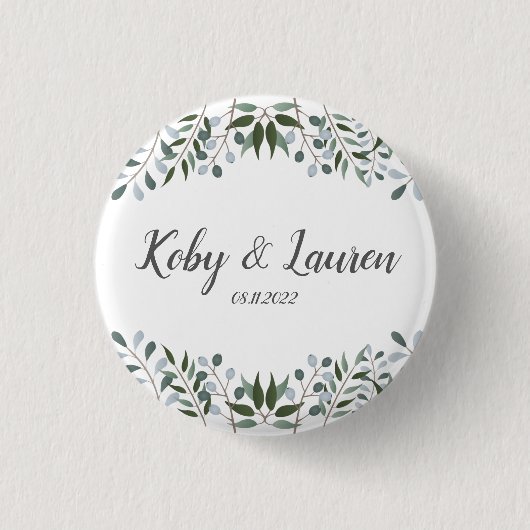 Eukalyptus Greenery Blumengeschichte Button (Vorderseite)