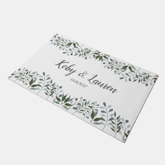 Eukalyptus Greenery Blumengeschichte Fußmatte (Schrägansicht)