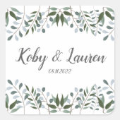 Eukalyptus Greenery Blumengeschichte Quadratischer Aufkleber (Vorderseite)