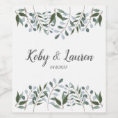 Eukalyptus Greenery Blumengeschichte Weinetikett (Einzelnes Label)