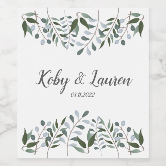 Eukalyptus Greenery Blumengeschichte Weinetikett (Einzelnes Label)